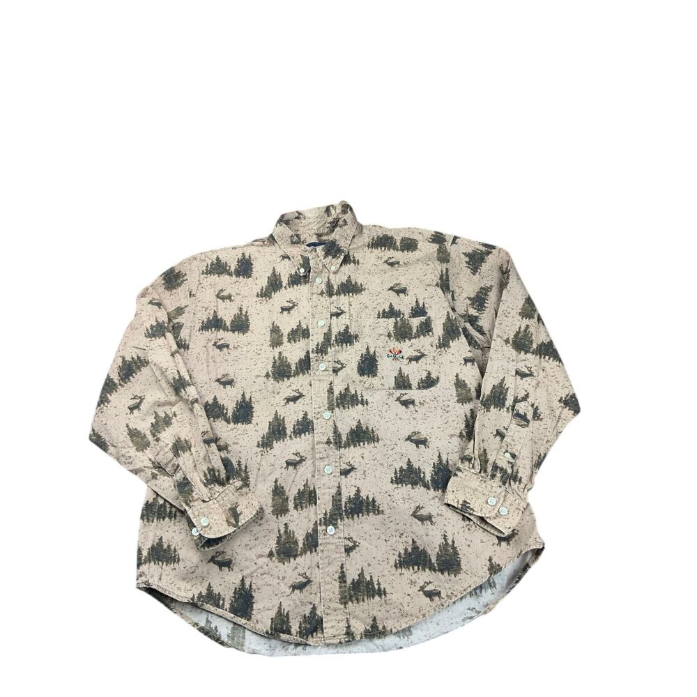 Ivy Crew Mens L Hunting Shirt Wild Boar Forest Trees Outdoor Cotton Button Up